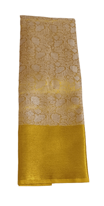 Golden Floral Saree with Contrasting Border