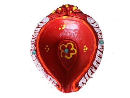 CTR Handcrafted Red Diya Lamp | Traditional Indian Decor