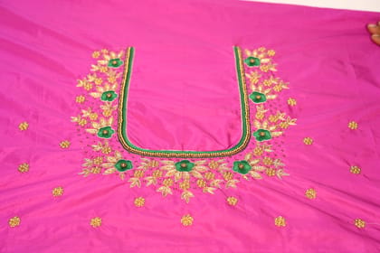 Pink color maggam works blouse