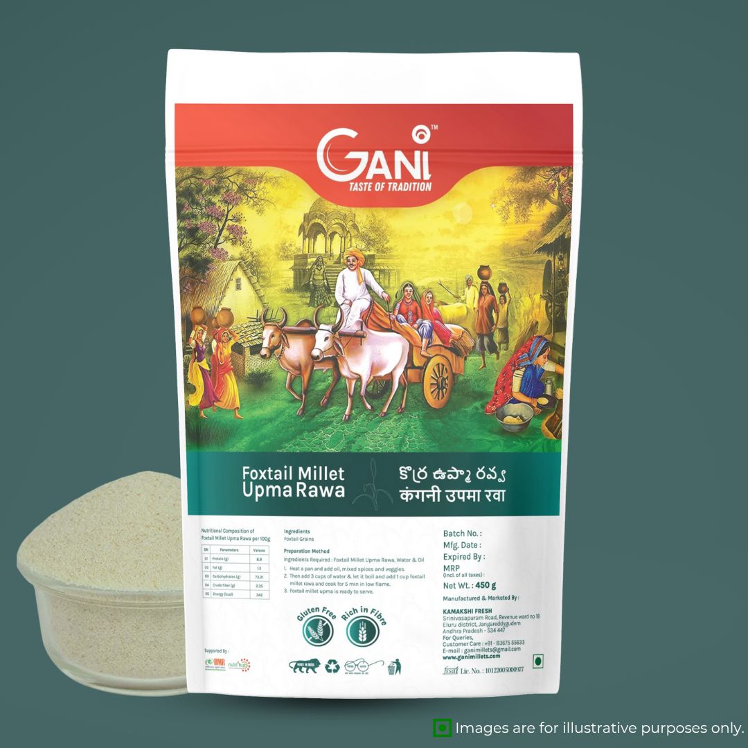 Gani Foxtail Millet Upma Rawa - 450g I Gluten-Free and Rich in Fiber (pack of 2)