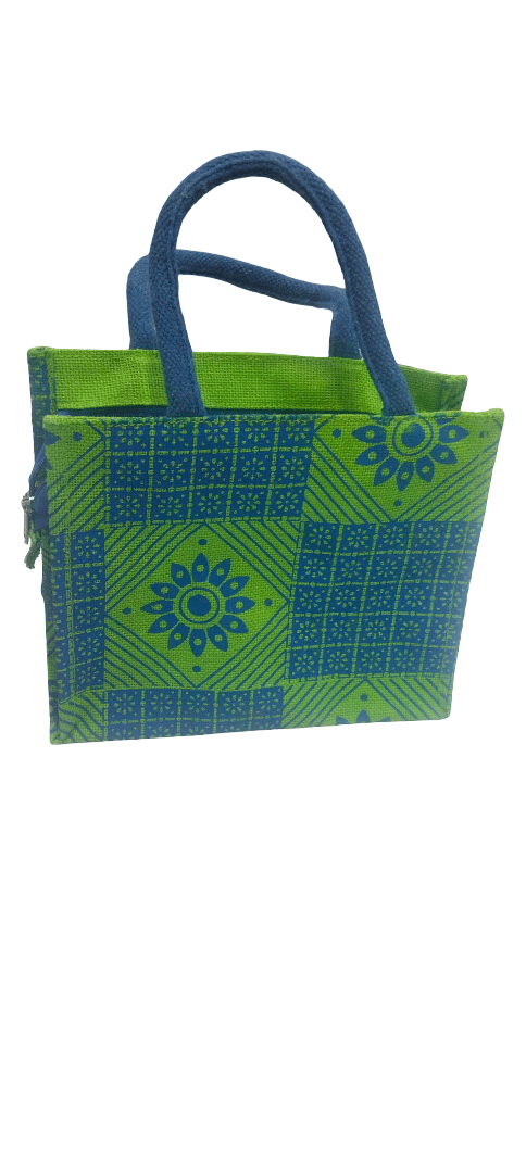 Eco-Friendly Jute Handbag with Floral Pattern