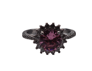 Violet Gemstone Halo Ring - Sparkling Elegance