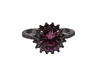 Violet Gemstone Halo Ring - Sparkling Elegance