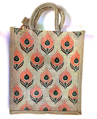 Eco-Friendly Jute Bag with Floral Print - Sustainable Tote