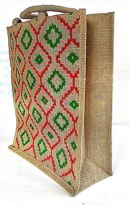 Eco-Friendly Jute Shopping Bag with Diamond Pattern
