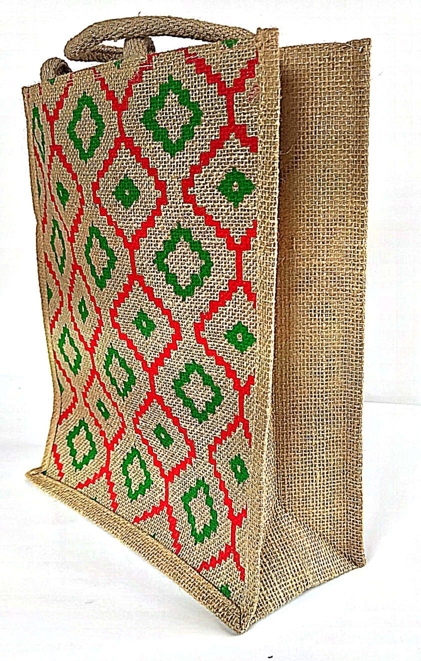Eco-Friendly Jute Shopping Bag with Diamond Pattern