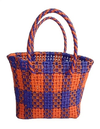 Orange & Purple Woven Tote Bag - Stylish & Durable