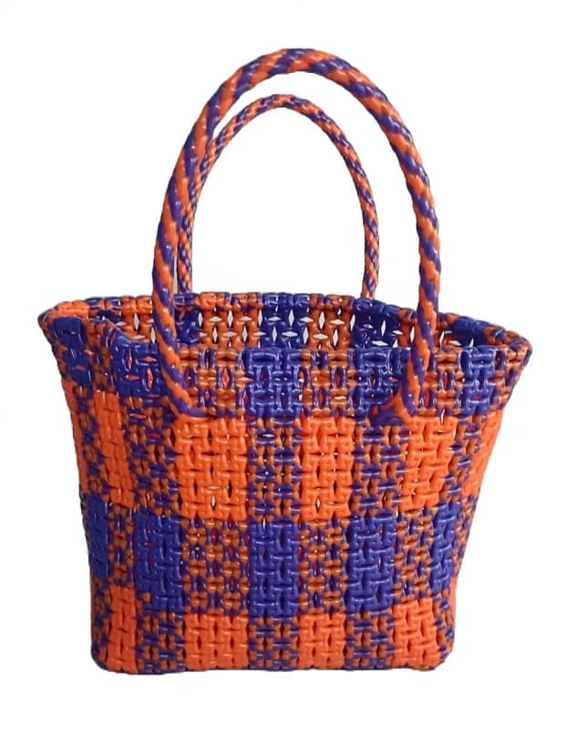 Orange & Purple Woven Tote Bag - Stylish & Durable