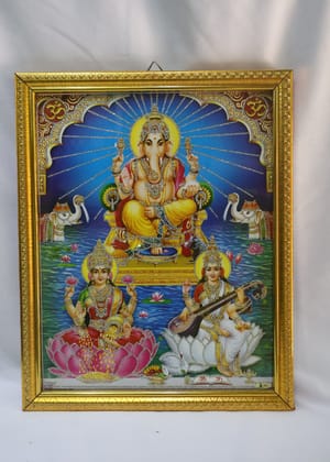 Ganesha, Lakshmi, Saraswati Framed Print - Divine Hindu Gods