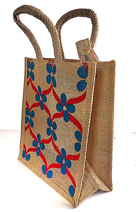 Stylish Jute Tote Bag with Floral Design - Eco-Friendly & Durable