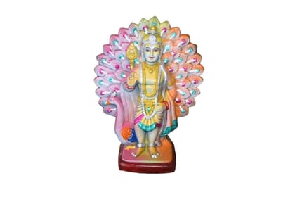 Handcrafted Murugan Statue with Peacock Design