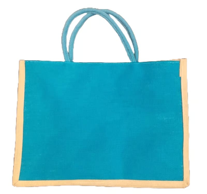Stylish Blue & Jute Tote Bag - Eco-Friendly & Durable