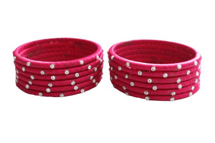 Elegant Red Bangles with Sparkling Embellishments