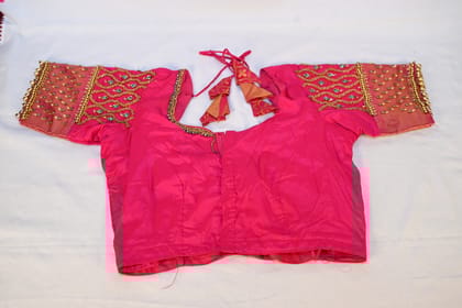 Pink Blouse With Maggam Work