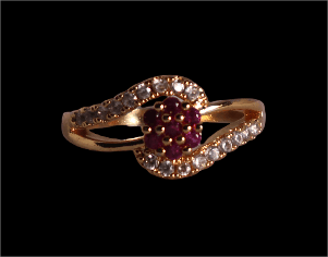 Gold Ring with Ruby and White Stones