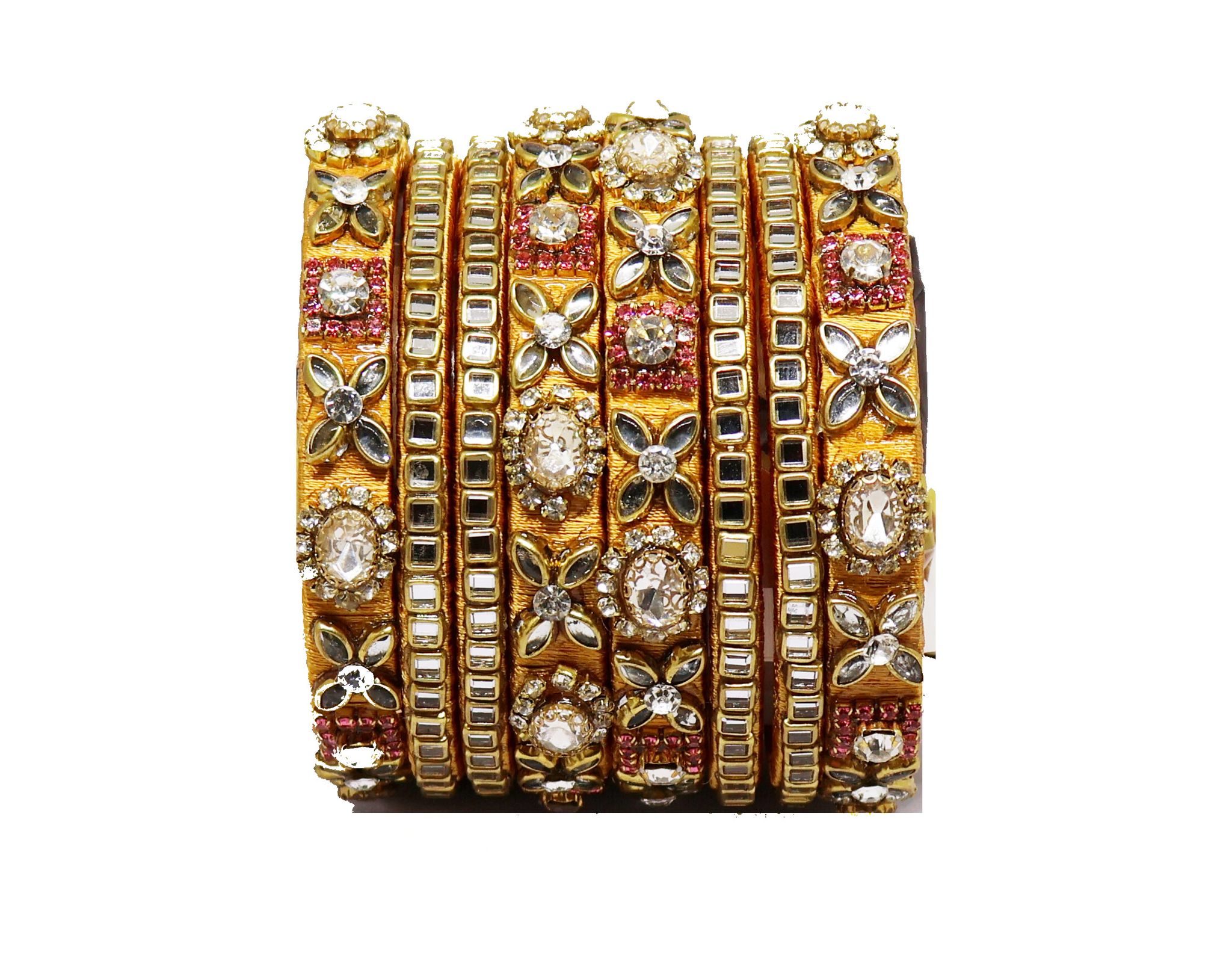 Exquisite  Thread Gold Bangles with Sparkling Embellishments
