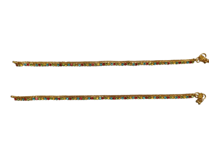Multi-Color Stone Anklets - Gold Chain - Dazzling Anklet Jewelry
