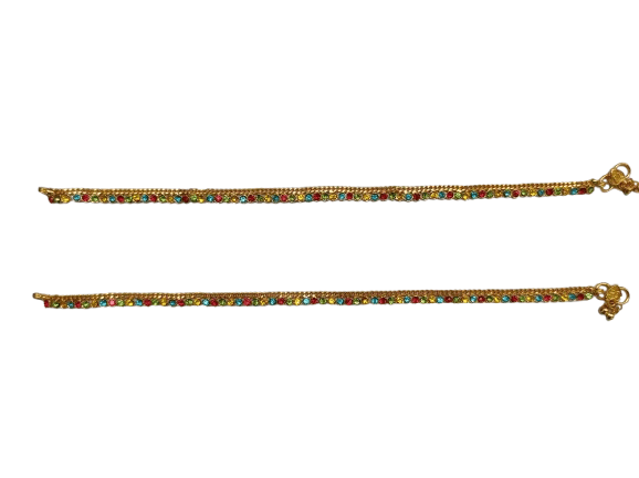 Multi-Color Stone Anklets - Gold Chain - Dazzling Anklet Jewelry