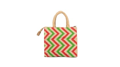 Jute Chevron Print Tote Bag - Eco-Friendly & Stylish
