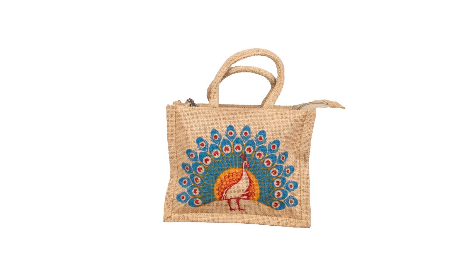 Peacock Design Jute Handbag - Eco-Friendly & Stylish