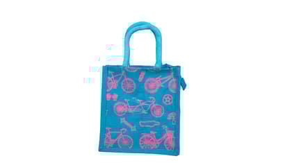 Bicycle Print Jute Tote Bag - Eco-Friendly & Stylish