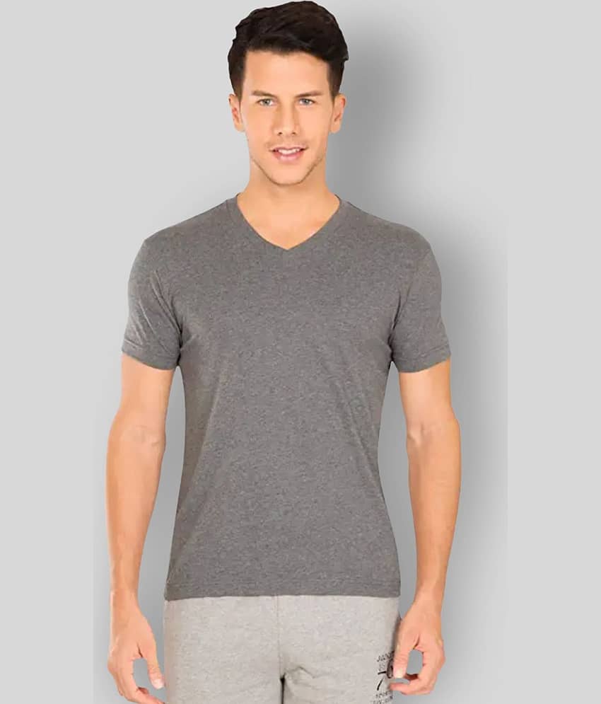 Glito Pack of 1 Cotton Blend Regular Fit Men's T-Shirt ( Grey )