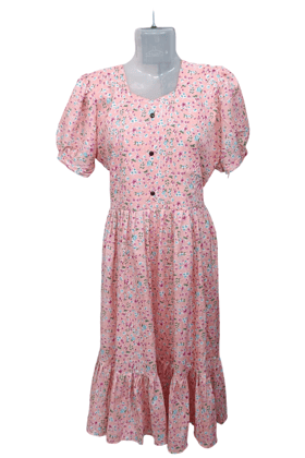 Floral Print Midi Dress with Ruffle Hem Floral Print Midi Dress with Ruffle Hem