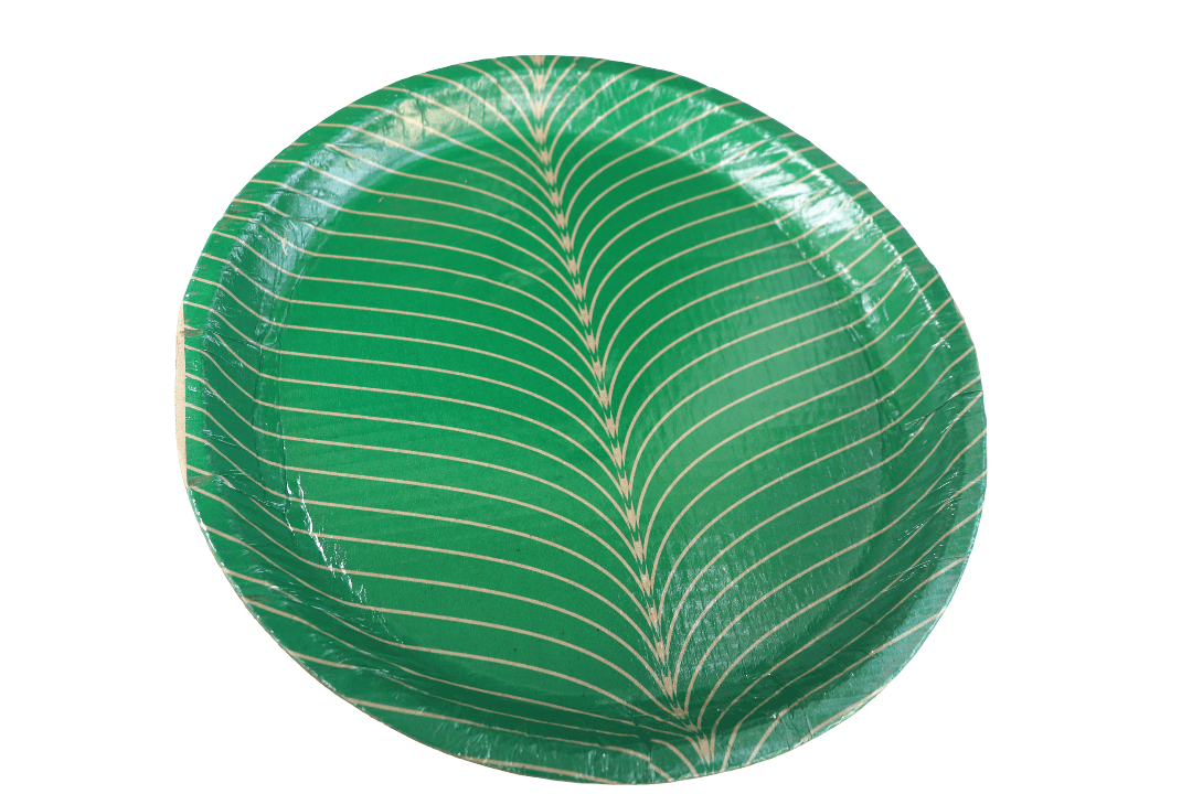 Eco-Friendly Green Leaf Print Disposable Paper Plates for Parties & Events