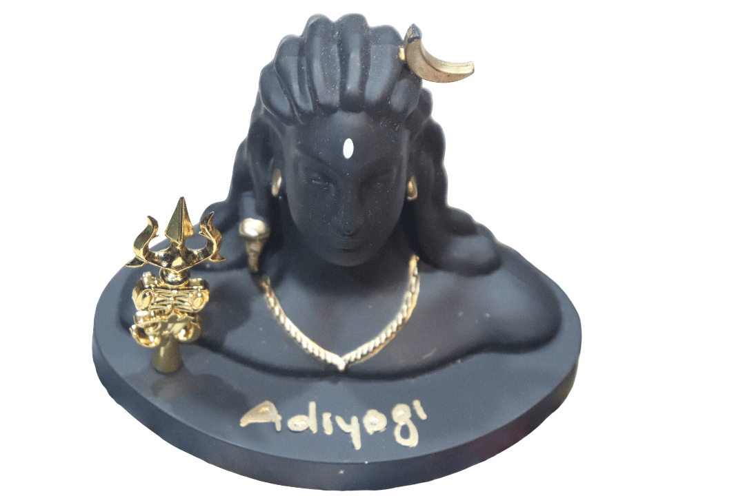 Black Resin Adiyogi Shiva Statue for Car Dashboard| Adiyogi Statue for Home Decor Pooja Room Office| Mahadev Murti Lord Shiva Idol Gift for Diwali Maha Shivratri Housewarming Birthday