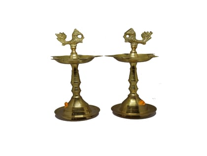 Brass Peacock Diya Lamps - Set of 2