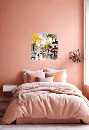 OUTDOOR VILLAGE PAINTINGS 24in X 24in WITH BLACK FRAME OUTDOOR VILLAGE PAINTINGS 24in X 24in WITH BLACK FRAME