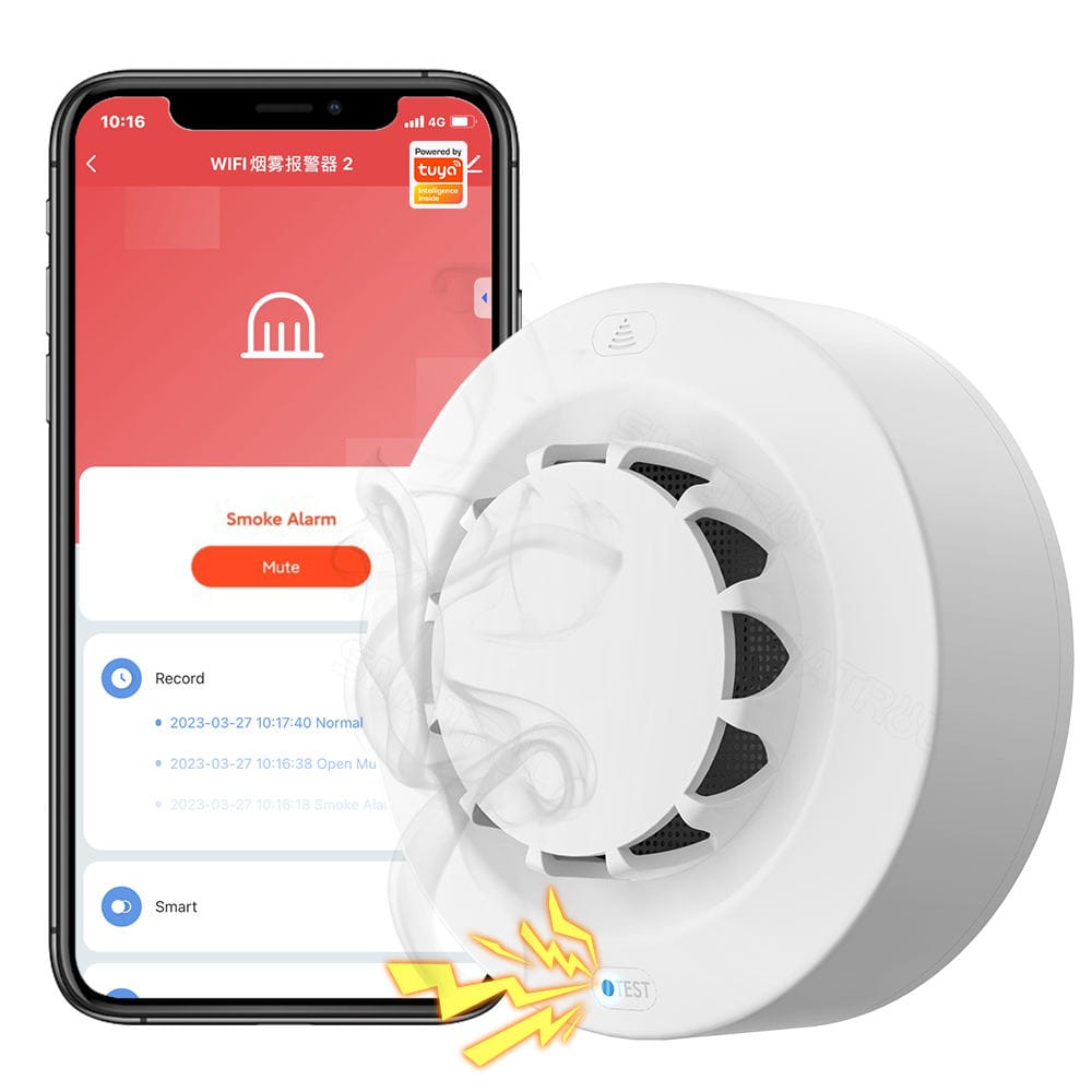 AUSHA Smart Wi-Fi Smoke Detector | Photoelectric Sensor, 90dB Alarm, App Alerts