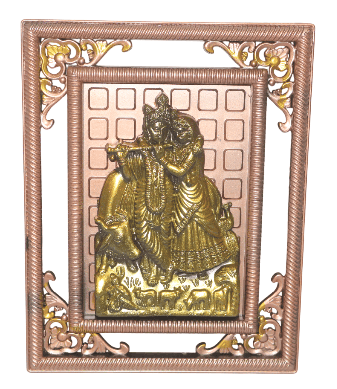 Radha Krishna Idol in Decorative Frame - Spiritual Home Decor