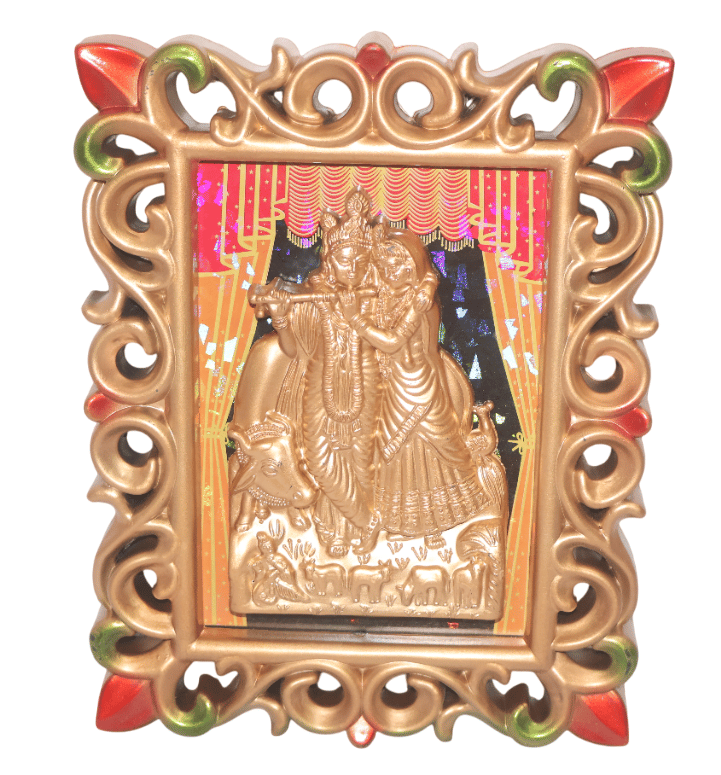 Radha Krishna Golden Frame - Divine Home Decor