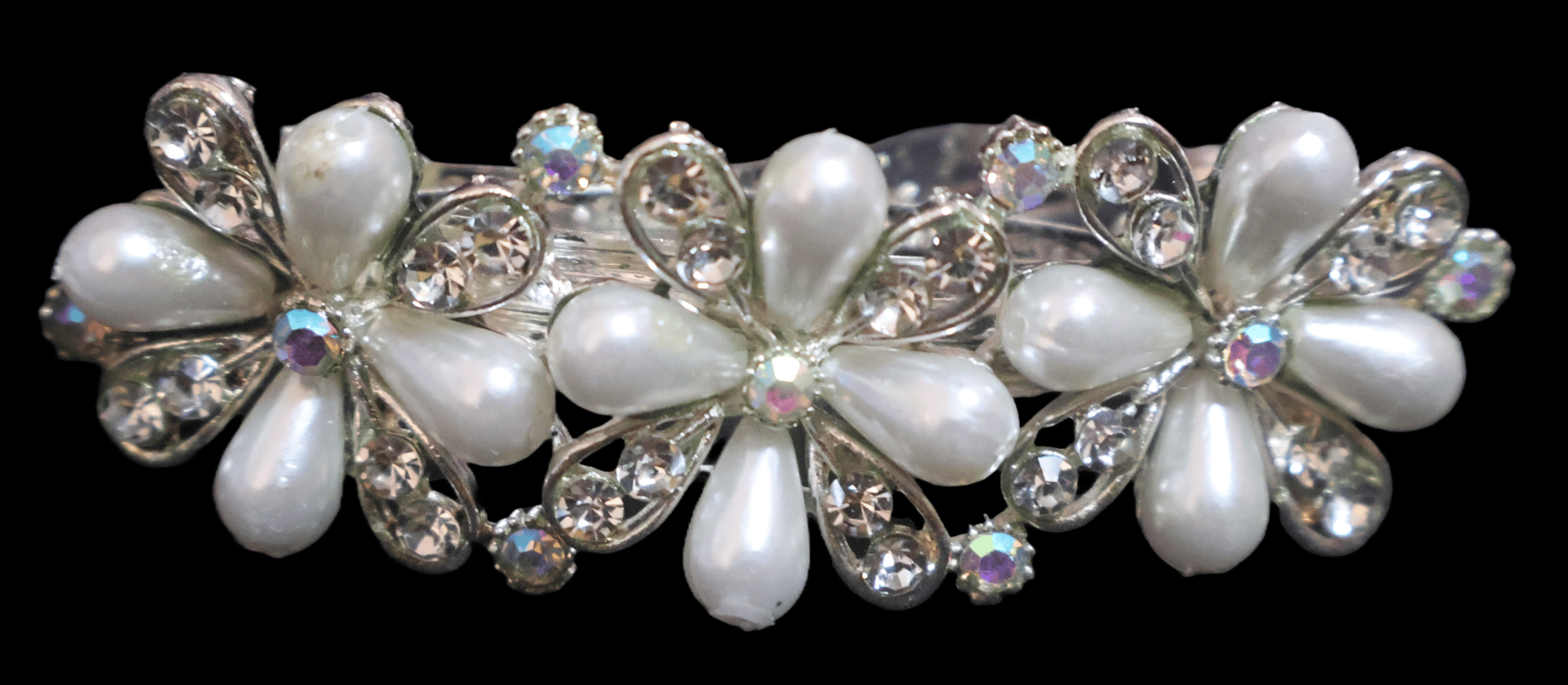 Floral Hair Accessory with Pearls and Crystals