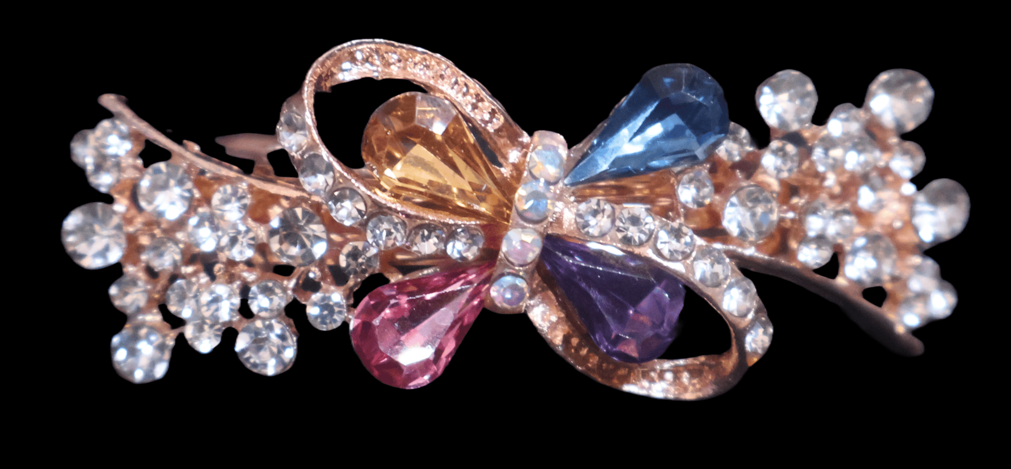 Butterfly Hair Clip with Crystal and Gemstones