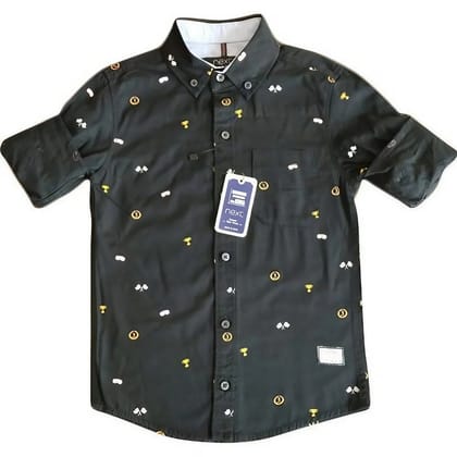 Black Short Sleeve Printed Shirt with Graphic Details Black Short Sleeve Printed Shirt with Graphic Details