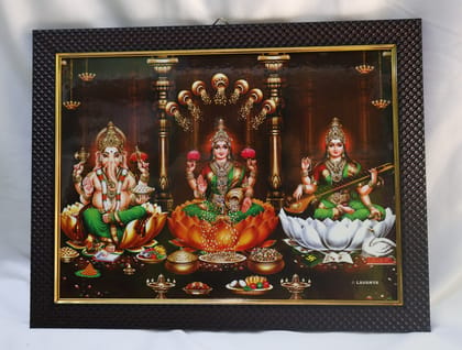 Hindu Trinity Framed Print: Ganesha, Lakshmi & Saraswati