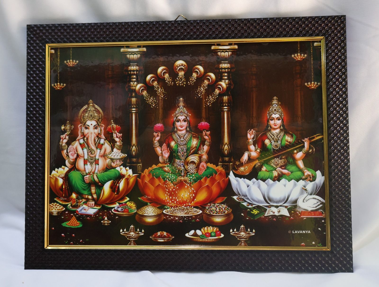 Hindu Trinity Framed Print: Ganesha, Lakshmi & Saraswati