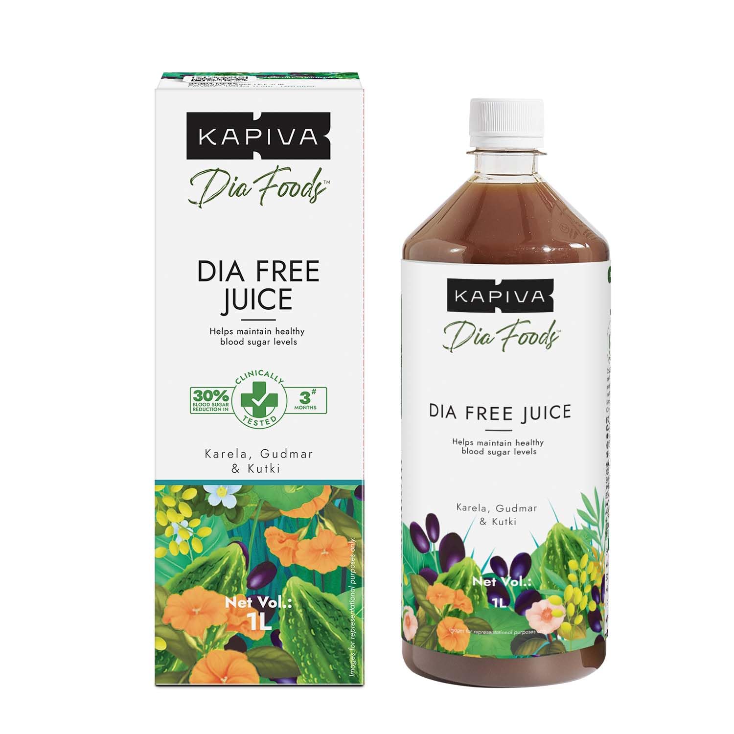Dia Free Juice (1 L) | For Holistic Blood Sugar Care | Amla, Karela, Jamun, Guduchi & 7 More