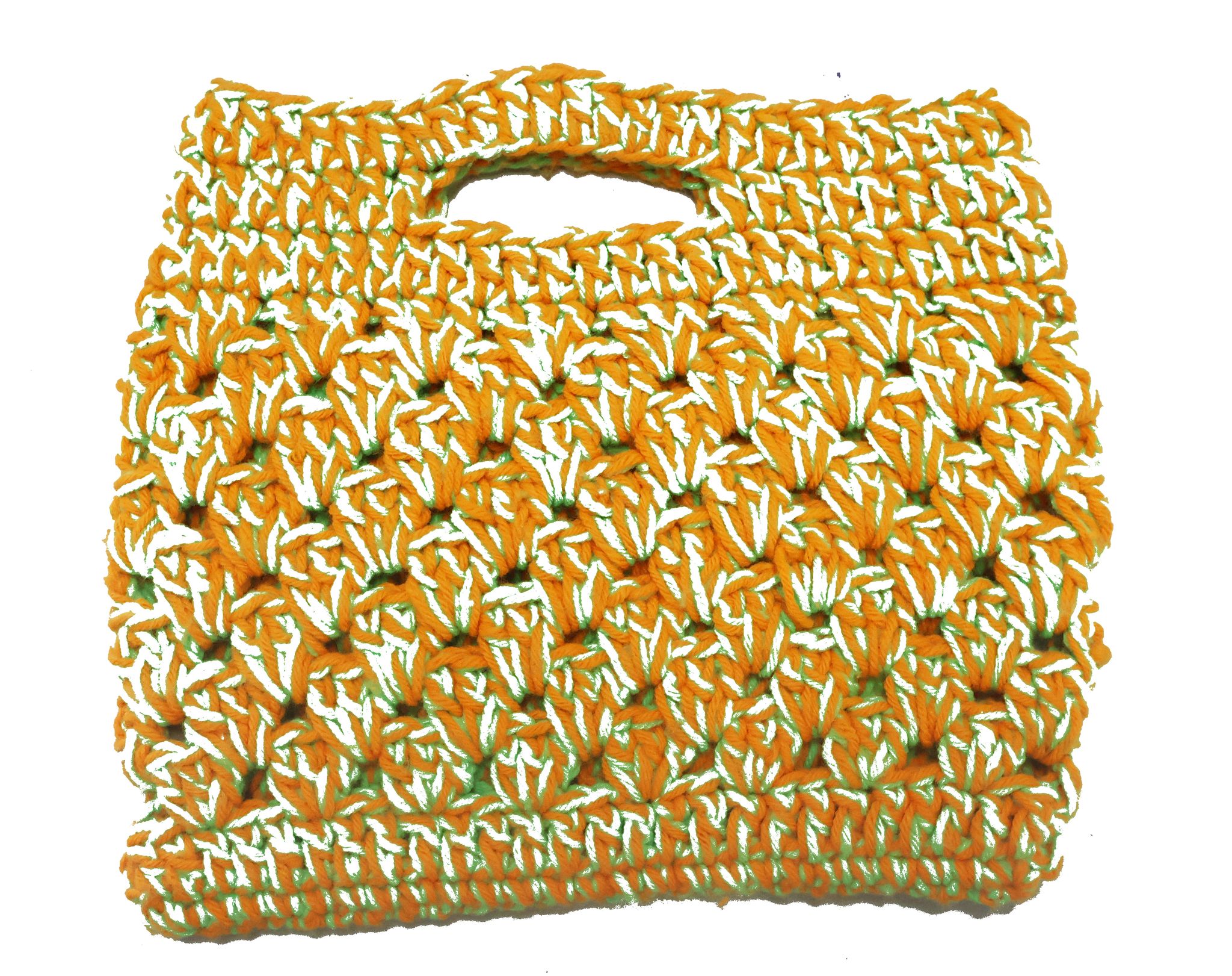 Handmade Crochet Handbag: Orange, Green