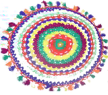 Handmade Crochet Mandala Rug - Bohemian Floor Decor