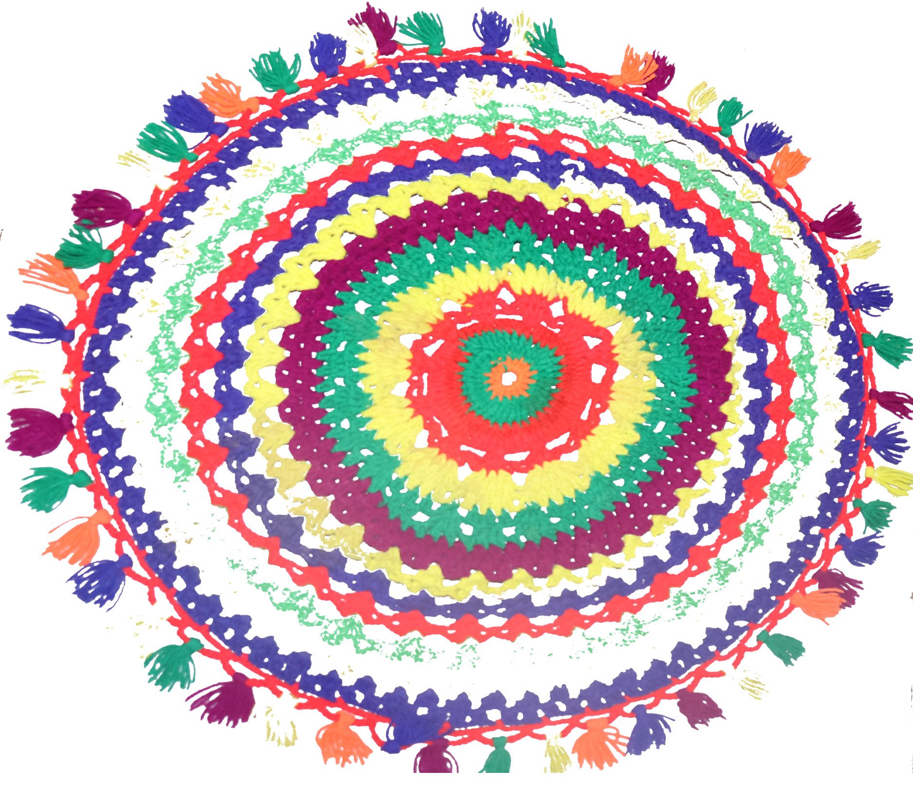 Handmade Crochet Mandala Rug - Bohemian Floor Decor