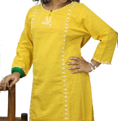 Yellow Embroidered Kurti - Classic Indian Ethnic Wear