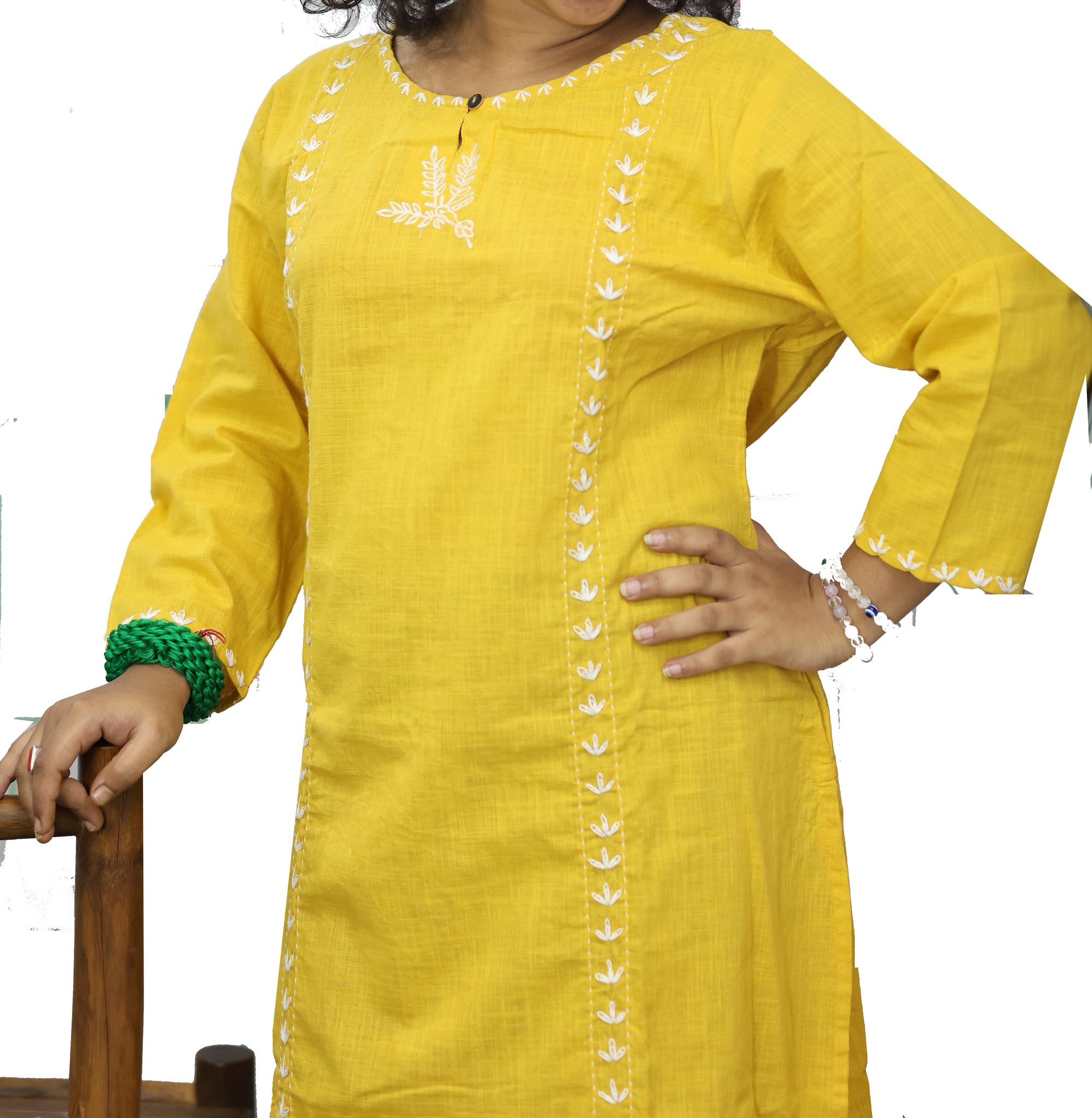 Yellow Embroidered Kurti - Classic Indian Ethnic Wear