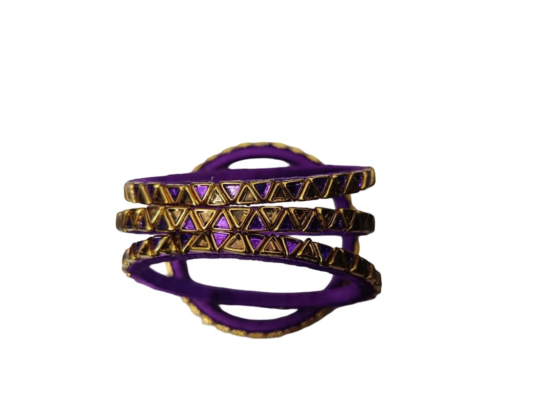 Purple & Gold Embellished Bangles - Elegant Wristwear