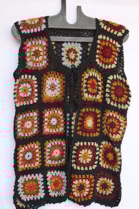Bohemian Crochet Granny Square Patchwork Vest Bohemian Crochet Granny Square Patchwork Vest