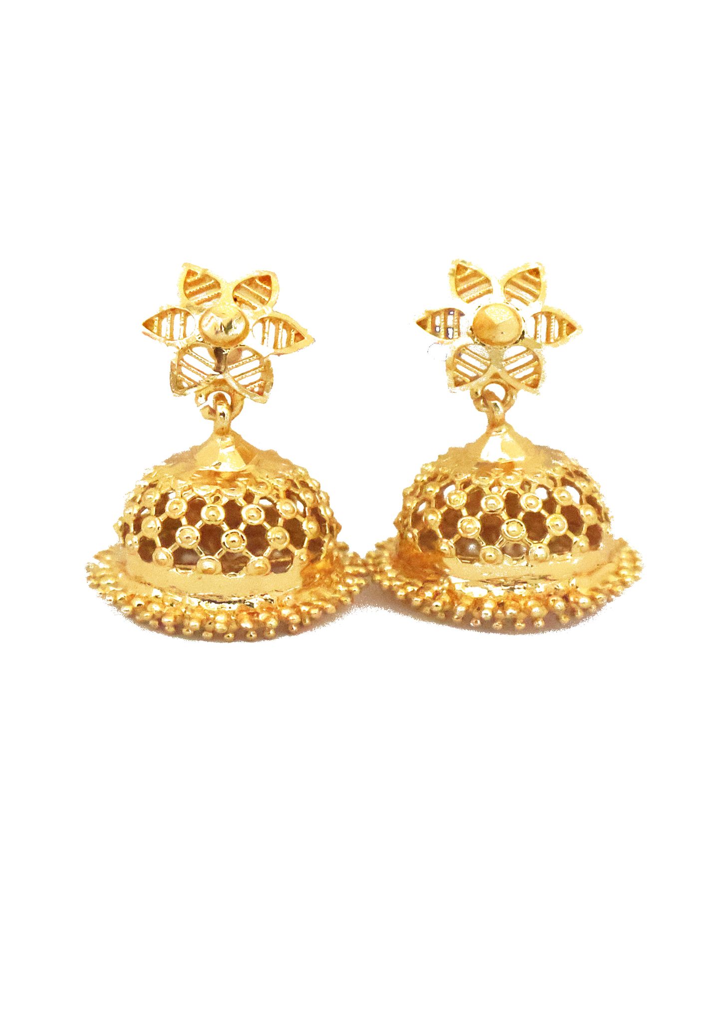 Small Gold Jhumka Earrings - Elegant Traditional Design