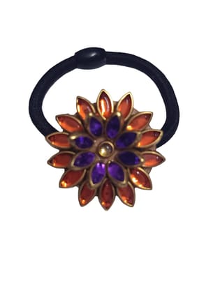 Floral Embellished Hair Tie with Gemstones