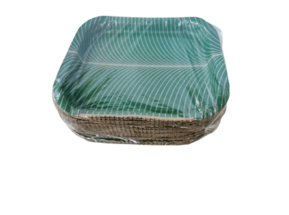 Eco-Friendly Square Paper Plates with Leaf Design